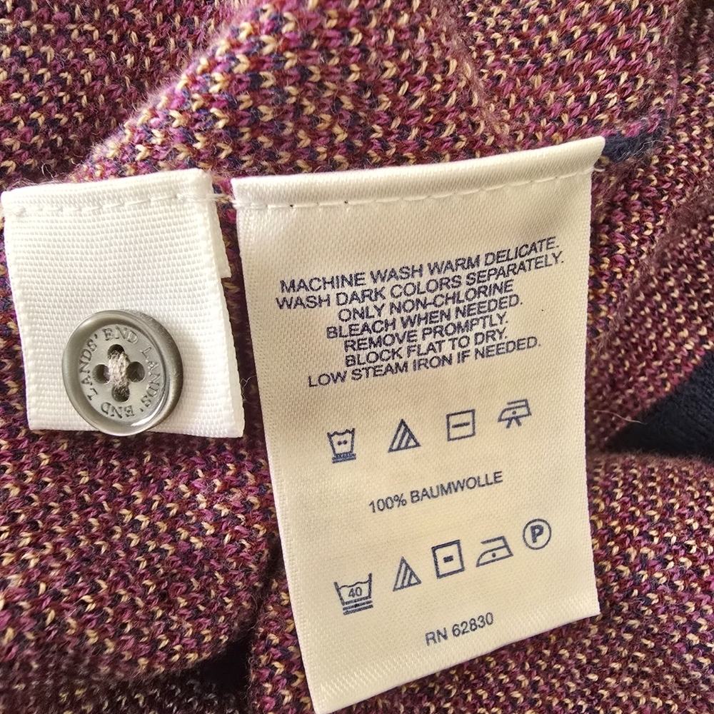 Lands' End Women's Vibrant Purple Patterned Cardigan 1X - Picture 5 of 5